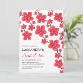 Chique rode kersenbloesem bloemenbotanische verjaa kaart (Staand voorkant)