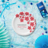 Chique rode kersenbloesem bloemenbotanische verjaa papieren bordje (Feest)