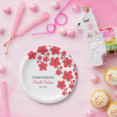 Chique rode kersenbloesem bloemenbotanische verjaa papieren bordje (Feest)