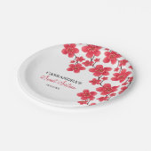 Chique rode kersenbloesem bloemenbotanische verjaa papieren bordje (Gekanteld)