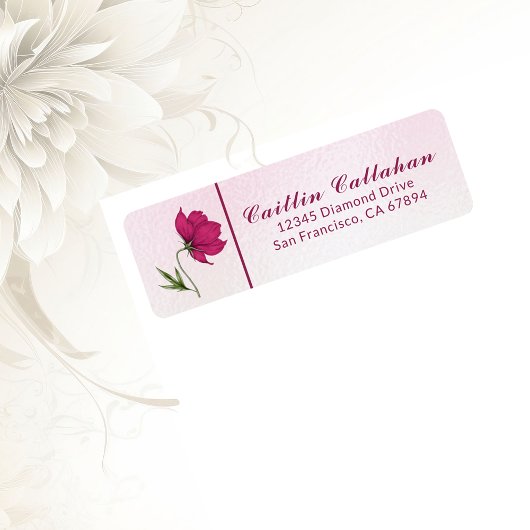 Chique Rode Kosmos Bloemen Retouradres Label