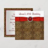 Chique Rode Luipaard Verjaardagsfeestje Kaart (Voorkant / Achterkant)