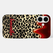 Chique rode luipaardprint druipend monogram Case-Mate iPhone case (Achterkant (horizontaal))