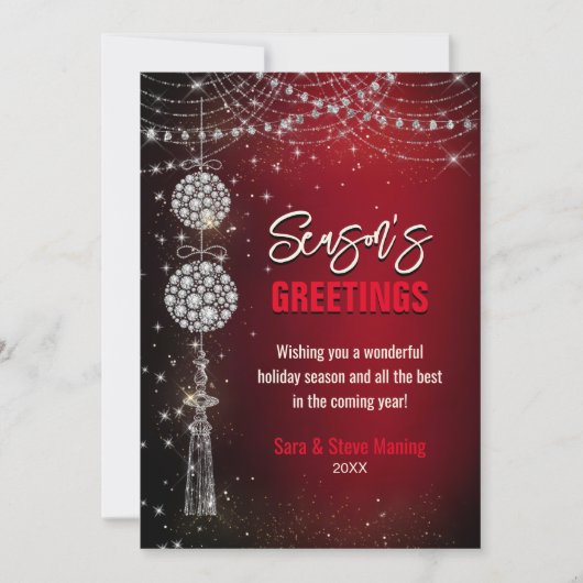 Chique rode ornamenten glitter kerst nieuwjaar (Voorkant)