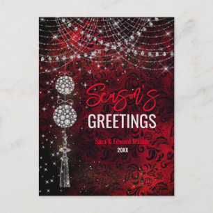 Chique rode ornamenten glitter kerst nieuwjaar briefkaart