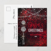 Chique rode ornamenten glitter kerst nieuwjaar briefkaart (Voorkant / Achterkant)