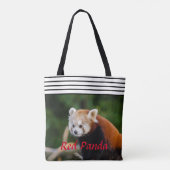 Chique Rode Panda Gestreepte Tote Bag (Achterkant)