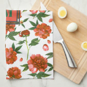 Chique rode pioenen bloeiende bloemen patroon mono theedoek (Quarter Fold)