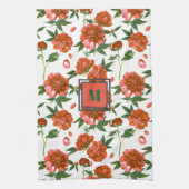 Chique rode pioenen bloeiende bloemen patroon mono theedoek (Verticaal)