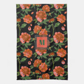 Chique rode pioenen bloeiende bloemen patroon mono theedoek (Verticaal)