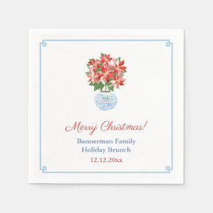 Chique rode poinsettia Kerst Plant Vakantie Party Servet