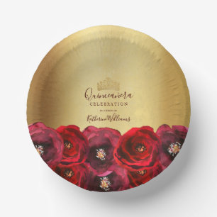 Chique Rode Roos Bloemenkroon Gouden Kroon Quincea Papieren Kommen