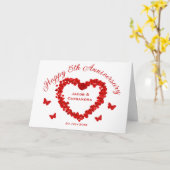 Chique rode roos hart vlinders foto Jubileum Kaart (Gele Bloem)