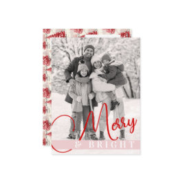 chique rode & roze kerstbomen één foto feestdagenkaart