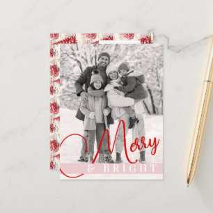  chique rode & roze kerstbomen één foto feestdagenkaart