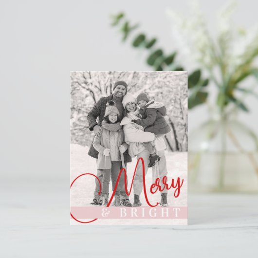  chique rode & roze kerstbomen één foto feestdagenkaart (Staand voorkant)