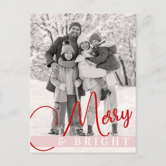  chique rode & roze kerstbomen één foto feestdagenkaart (Voorkant)