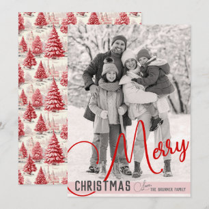  chique rode & roze kerstbomen één foto feestdagenkaart
