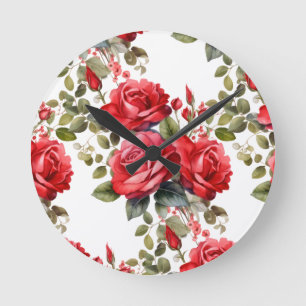 Chique Rode Rozen Bloemen Bloemenkokerdial Ronde Klok