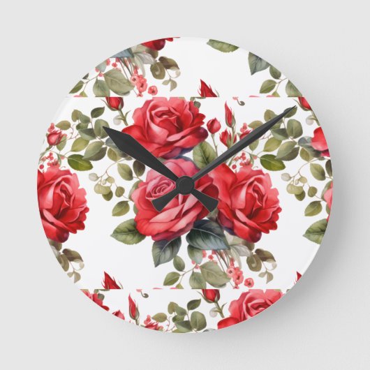 Chique Rode Rozen Bloemen Bloemstuk Klok (Voorkant)