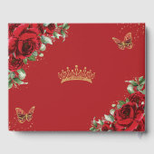Chique rode rozen bloemenvlinders gouden quinceane gastenboek (Achterkant)