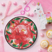 Chique Rode Rozen Collage Bloemig Papieren Bordje (Feest)