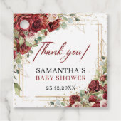 Chique rode rozen eucalyptus Baby shower Bedankjes Labels (Voorkant)