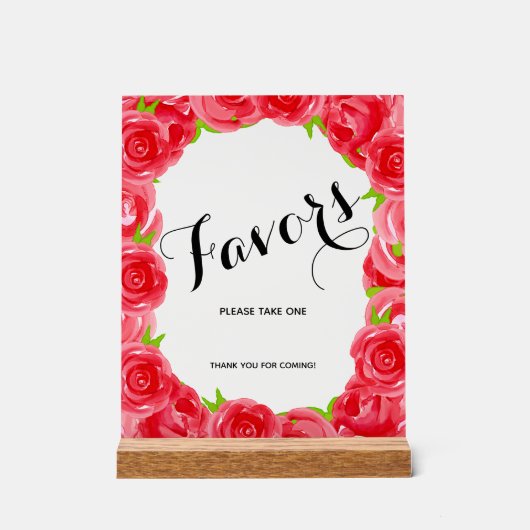 Chique rode rozen Vrijgezellenfeest gunsten Acryl Bord (Voorkant)