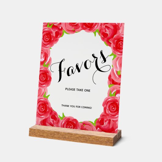 Chique rode rozen Vrijgezellenfeest gunsten Acryl Bord (Hoek)