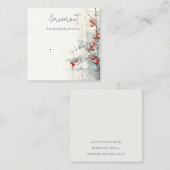 Chique rode sneeuw winter bessen oorbel stud houde vierkante visitekaartje (Voorkant / Achterkant)