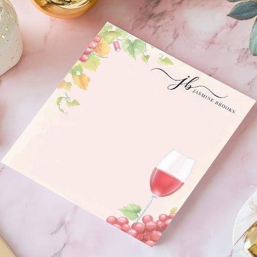 Chique rode wijnglazen druiven gepersonaliseerde W Notitieblok