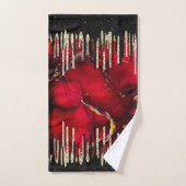 Chique rode zwarte druipende glitters monogram bad handdoek (Handdoek)