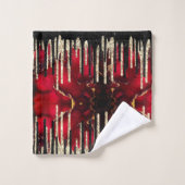 Chique rode zwarte druipende glitters monogram bad handdoek (Wasdoekje)