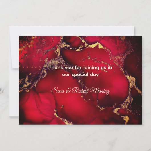 Chique rode zwarte druipende glitters monogram bedankkaart (Achterkant)