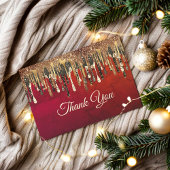 Chique rode, zwarte en gouden glinsterende druppel bedankkaart