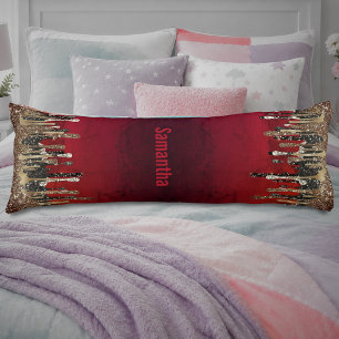 Chique rode zwarte en gouden glitterslier monogram lichaamskussen
