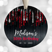 Chique Rode zwarte glitter druppelt elke leeftijd  Keramisch Ornament