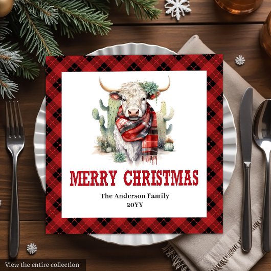 Chique rode zwarte western servetten voor kersttaf
