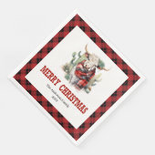Chique rode zwarte western servetten voor kersttaf (Hoek)