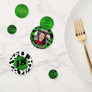 Chique Rodeo Verjaardag Smaragdgroene Koeienprint Confetti