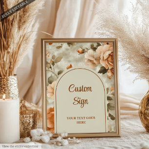 Chique Roestige Beige Salie Groene Bloemige Persoo Poster