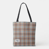 Chique roestkleur beïnvloede geruite schouder tote bag (Achterkant)