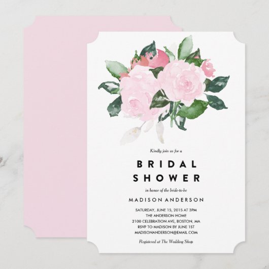 chique Romance | Uitnodiging voor bruidsdouche (Voorkant / Achterkant)