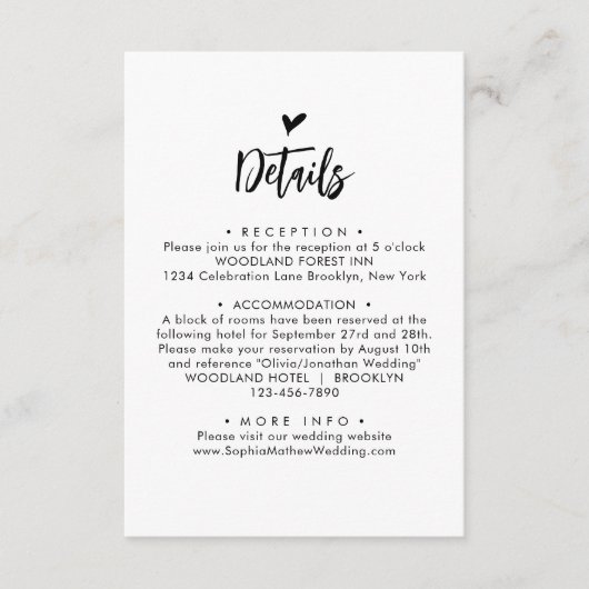 Chique romantisch mooi hart script monogram bruilo informatiekaartje (Voorkant)