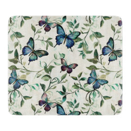 Chique Romantische Blauwe Vlinders Bruids Bruiloft Snijplank