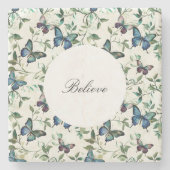 Chique Romantische Blauwe Vlinders Bruidsdouche Stenen Onderzetter (Voorkant)