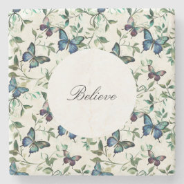 Chique Romantische Blauwe Vlinders Bruidsdouche Stenen Onderzetter