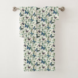 Chique Romantische Blauwe Vlinders Bruidsfeest Bad Handdoek