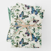 Chique Romantische Blauwe Vlinders Bruidsfeest Inpakpapier Vel (In situ)