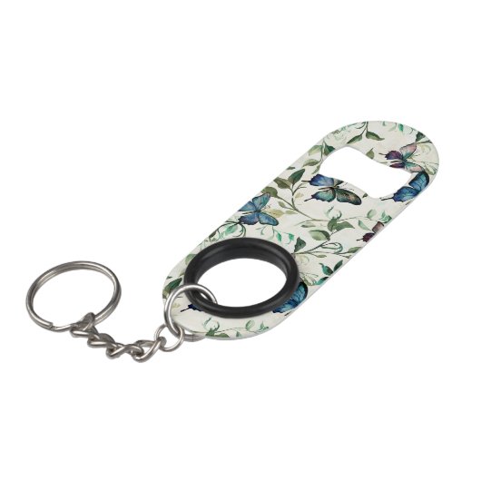 Chique Romantische Blauwe Vlinders Bruidsfeest Mini Flessenopener (Voorkant Gekanteld)